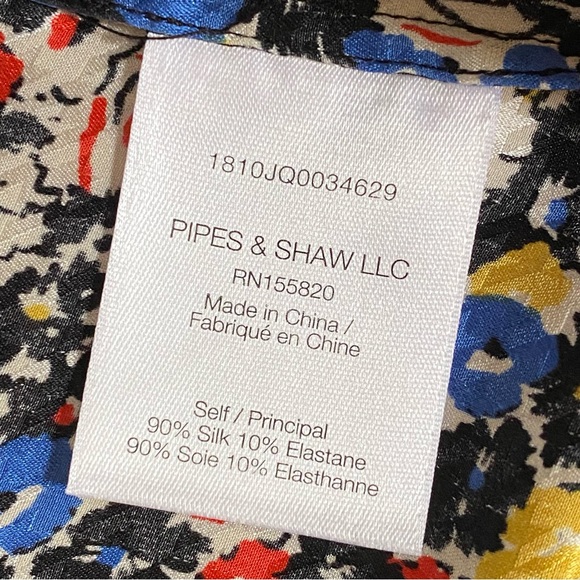 Veronica Beard mena black white red floral print neck tie silk blouse top - Picture 15 of 16